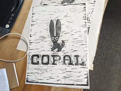 Copal Logo - Woodcut print branding design graphic design hare logo paper print printmaking rabbit woodcut