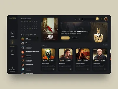 Oscar Nominations 2020 🏆 admin application clean dashboard design desktop interface landing minimal orizon oscars ui uiux design ux vuesax web