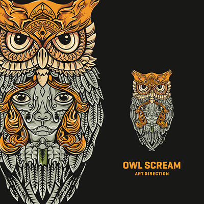 OWL SCREAM animal classic graphic illustration logo logo design owl scream tattoo