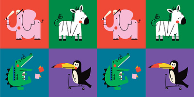 Animals animal animals character characters color crocodile design elephant graphic illustration minimal tucan zoo