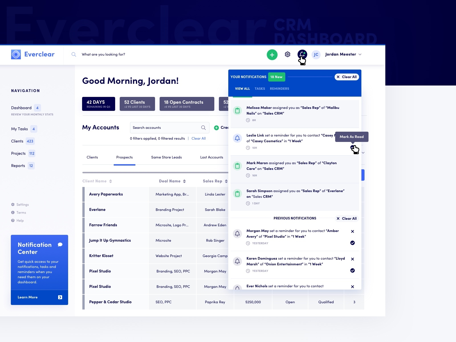 Example of Sales Notification Panel