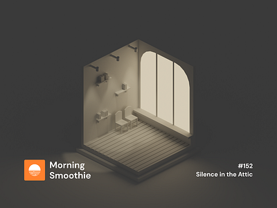 Silence in the Attic 3d 3d art attic blender blender3d building contrast dark dark mode diorama furniture illustration interior isometric isometric design isometric illustration low poly minimalist office room