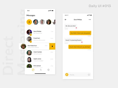 Daily UI #013 - Direct Messaging chat clean communication conversation daily 100 challenge dailyui dailyui013 inbox interface message app messaging product profile user experience
