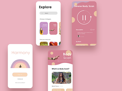 Meditation App UI Concept design interface design mobile design pastel product design ux uxdesign vector