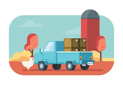 Eggs. Inc chicken eggs farm flat illustrator scene truck vector