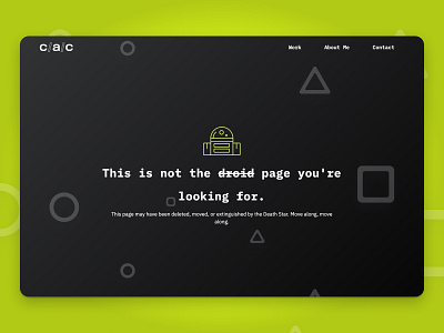 Portfolio Four-Oh-Four (404!) 404 404 error 404 page nerdy portfolio portfolio site r2d2 space star wars website design