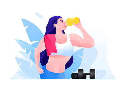 Woman replenishing energy design icon illustration illustrator ui web