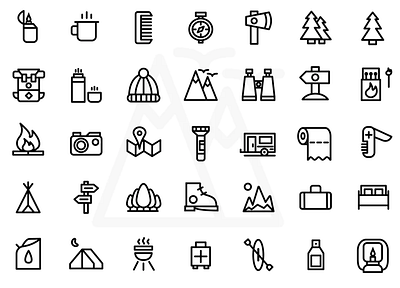 Camping Icons adobe illustrator app camping campingicons design flat iconpack icons illustration illustrator vector