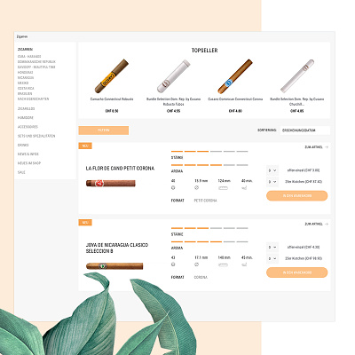 Redesign Listing cigar shop cigar cigarette cigarettes clean design ecommerce graphic illustration minimal shop shopping shopware uidesign uxdesign webdesign