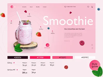 Smoothie | First screen advertising design designer eating first screen fruits illustration landing smoothie store tasty typography ui ux web