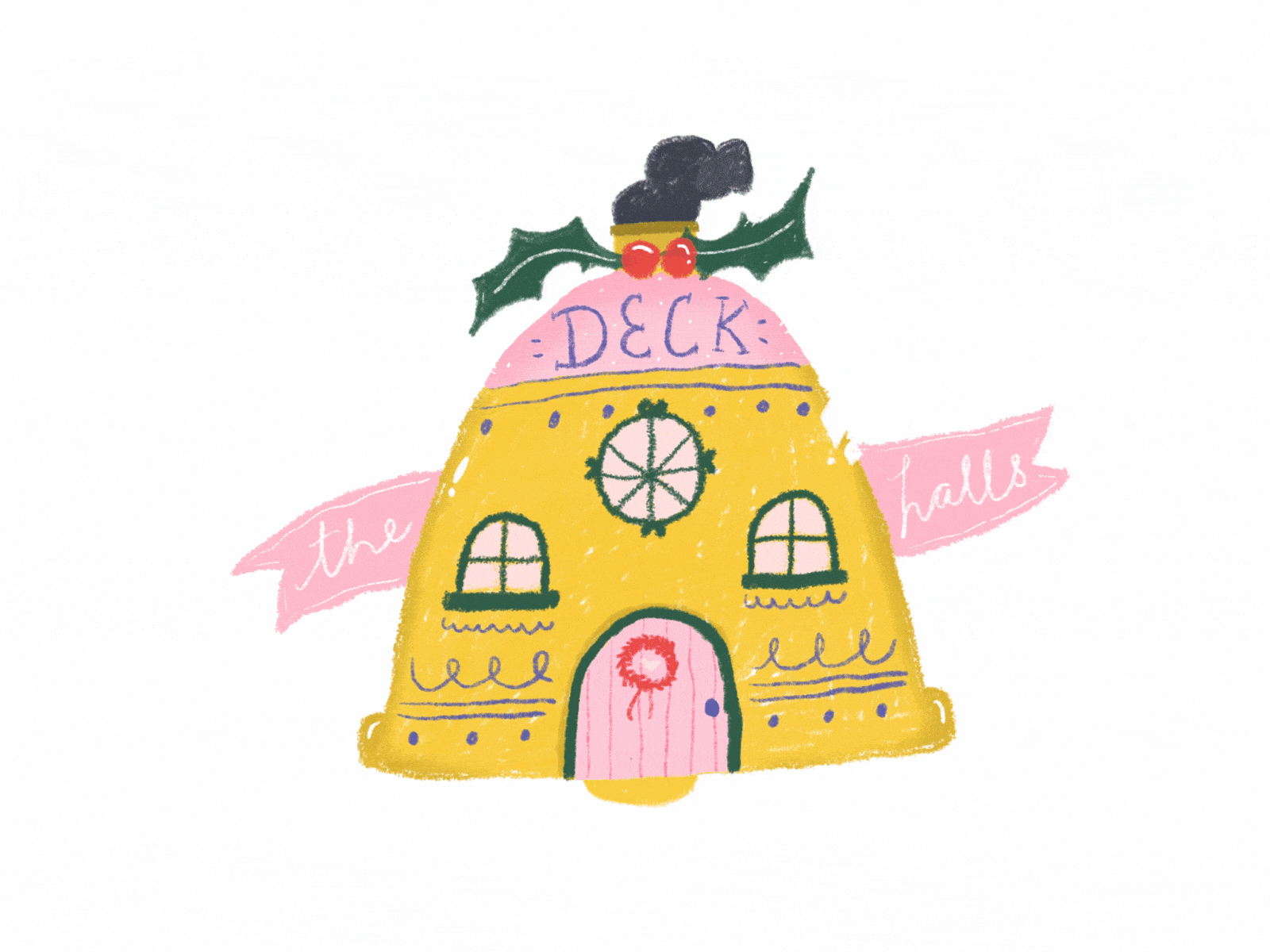 ' Deck the Halls ' - Insta Sticker animated gif christmas christmas illustration deck the halls digital art editorial design holiday illustration jingle bells photoshop procreate app procreate art sticker design typography xmas