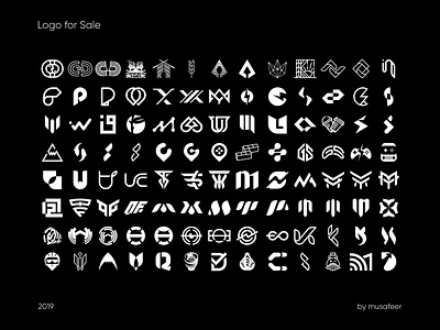 Logos for Sale 2019 2019 black and white dribbble hidden meaning icon illustration illustrator letter logo logo collection logo exploration logo for sale logogrid mark minimal monogram msaifulhak musafeer symbol type