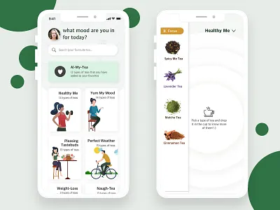 tea-Osk Mobile App UX-UI app card ui earthy colors herbal teas tea tea app uidesign uxdesign