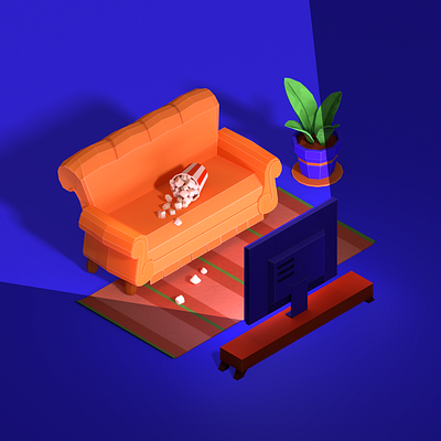 Let's movie 3dillustration blue cinema coach debut design illustration orange origami tv yandex яндекс