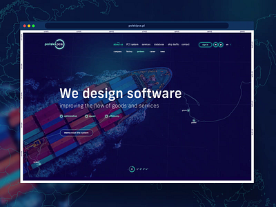 Polish PCS - Port Community System website app blue cargo company website corporate identity gatsby harbor homepage maps pcs sea ship system traffic ui ux web application web design website website development