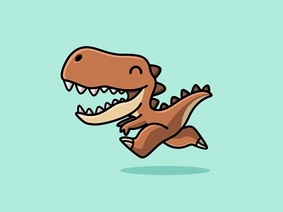 Happy T-Rex adorable cartoon character cheerful child children cute dinosaur fun funny happy illustration joyful jurassic kids mascot playful predator running t rex tyrannosaurus rex