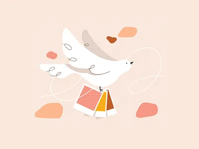 Send photos and videos 2d illustration app illustration application bird character design dove flat illustration graphic design illustration mobile design send photos send videos sending sharing welcome screen