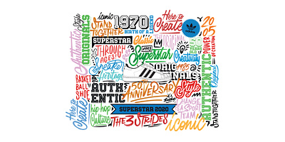 Adidas Superstar 50th birthday adidas design event graphic illustration lettering logo sneakers type typo typography vector