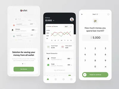 Ollet - Finance Mobile App Concept animation bank banking finance financial fintech mobile mobile app mobile app animation mobile banking money money saver motion motion graphics principle prototype wallet