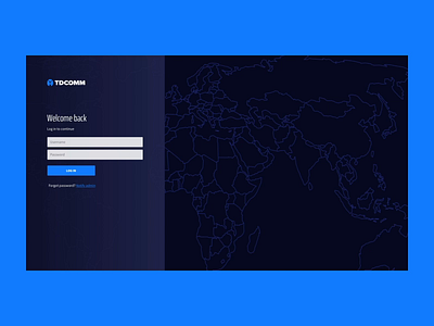TDCOMM Log-In Website animation landing page log in log in login map sign in tdcomm website