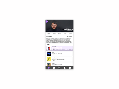 Daily UI Challenge Day 6: User Profile app art band profile daily 100 challenge daily ui dailyui design dj electronic figma house music app music app ui musician myspace playlist soundcloud techno ui userprofile