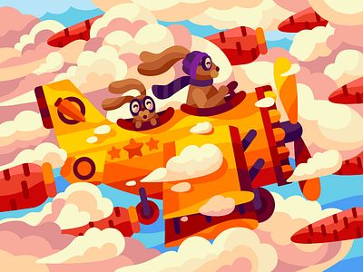 When you are a little dreamer airline carrot juice carrots clouds cloudy dream dreaming father fathersday illustration parent pilot plane rabit son vector