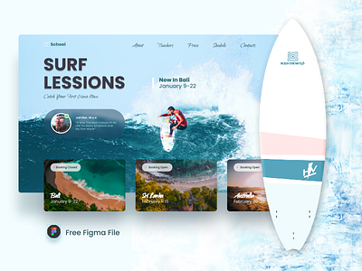 Surf school free file adventure bali figma free free sketch freebie freebies ocean school sea surf surfer surfing ui uidesign user experience user interface website