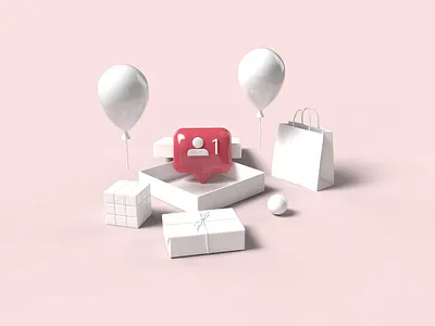 3D Concept Instagram Followers Notification 3d art adobe dimension adobe illustrator adobe photoshop graphic design illustraion rendering