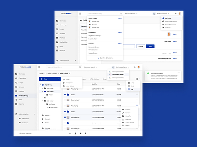 Promoboard account admin dashboard drive filter interface media notification panel popup product settings shadow statistics stats table ui uiux user ux