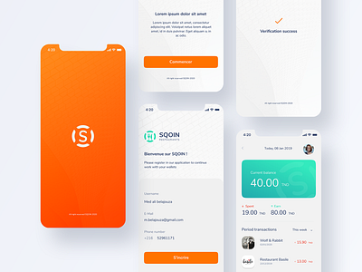 SQOIN Restaurant App app clean currency mobile mobile app design orange qoin search ui