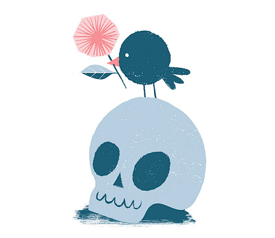 Hope bird digital illustration flower hope illustration pastel colours skull