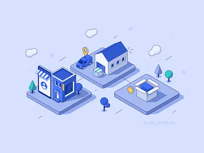 Style experiment deliver delivery flat illustration isometric line smartphone vector