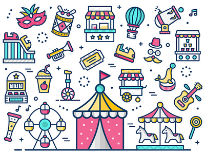 Carnival carnival celebration circus design festival fun icons icons set illustration illustrations vector vectors