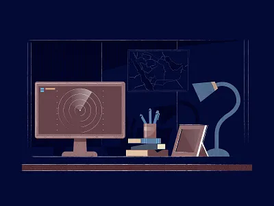 Workstation air books computer control desk illustration lamp map motiongraphic navigation radar saudi screen service texture traffic vector workstation