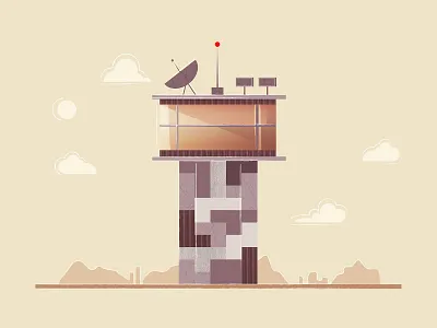 Air Traffic Control Tower air control flat illustration illustrator motiongraphic navigation photoshop service texture tower traffic