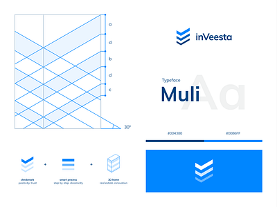 inVeesta brand design brand identity branding building buildings checkmark concept grid home house identity branding identity design logo logo design process real estate smart step by step visual design visual identity