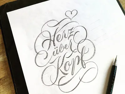 Heru-ueber-Kopf flourishes lettering script sketch