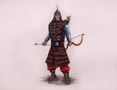 Character design for an upcoming RPG game archer armour arrows characterdesign colorful game design medieval pencil drawing war watercolor