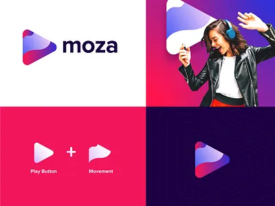 Moza bold brand brand identity branding creative logos gradient icon design identity identity design logo logo identity logomark mark monogram music music app vibrant