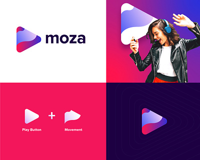 Moza bold brand brand identity branding creative logos gradient icon design identity identity design logo logo identity logomark mark monogram music music app vibrant