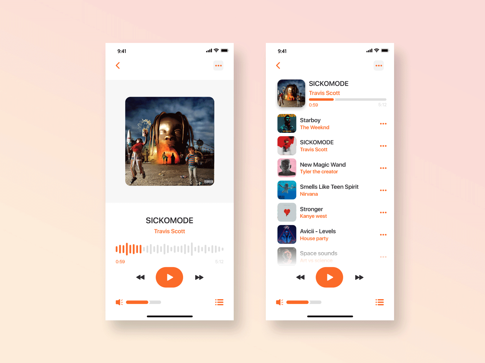 Music Player - Light & Dark theme - DailyUI app app design apple buttons dark app dark theme design interaction music music app music player player ui ui ui ux ui design uidesign ux