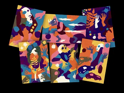 Shadow World screenprint package absurdism bigcartel cards dancing editorial illustration for sale hands holding illustration minimal illustration monkey rhino screen print screen printing screenprint skull skull art skulls sports sports illustration