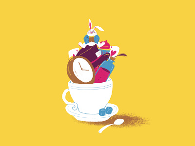 Lewis 2d alice aliceinwonderland design illustration lewis carol rabbit tea