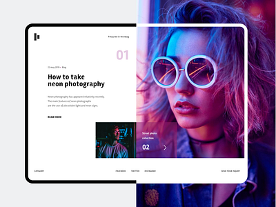 Neon Blog Concept blog design figma minimal neon photo ui ux web website