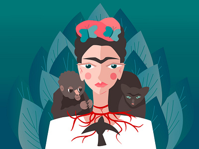 Frida Kahlo animal artwork beauty character destiny editorial illustration fridakahlo illustration masterpiece nature original simple woman