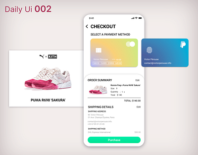 Daily Ui 002 - Checkout 002 app checkout credit card daily ui dailyui design gradient mobile puma ui uidesign ux