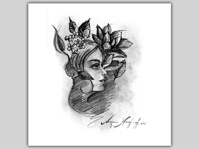 Illustration design draw drawing flowergirl flowers freehand freehand drawing illustration pencil portrait sketch sketches sketching