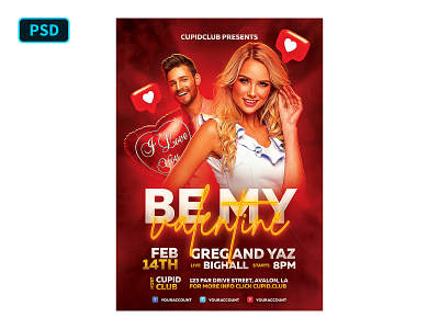 Valentines Day Flyer PSD Template club date dating flyer template flyer template psd heart love party party flyer psd template valentines valentines day valentines day flyer