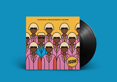 IGOR Album Cover album album art album cover blue suit bowlcut chain cool gold illustration music pink suit rap record repetition suits sunglasses tyler the creator vinyl