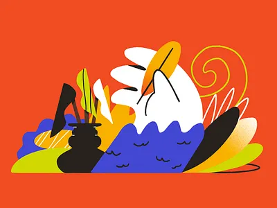 The hand character happy illustration nature shapes textures